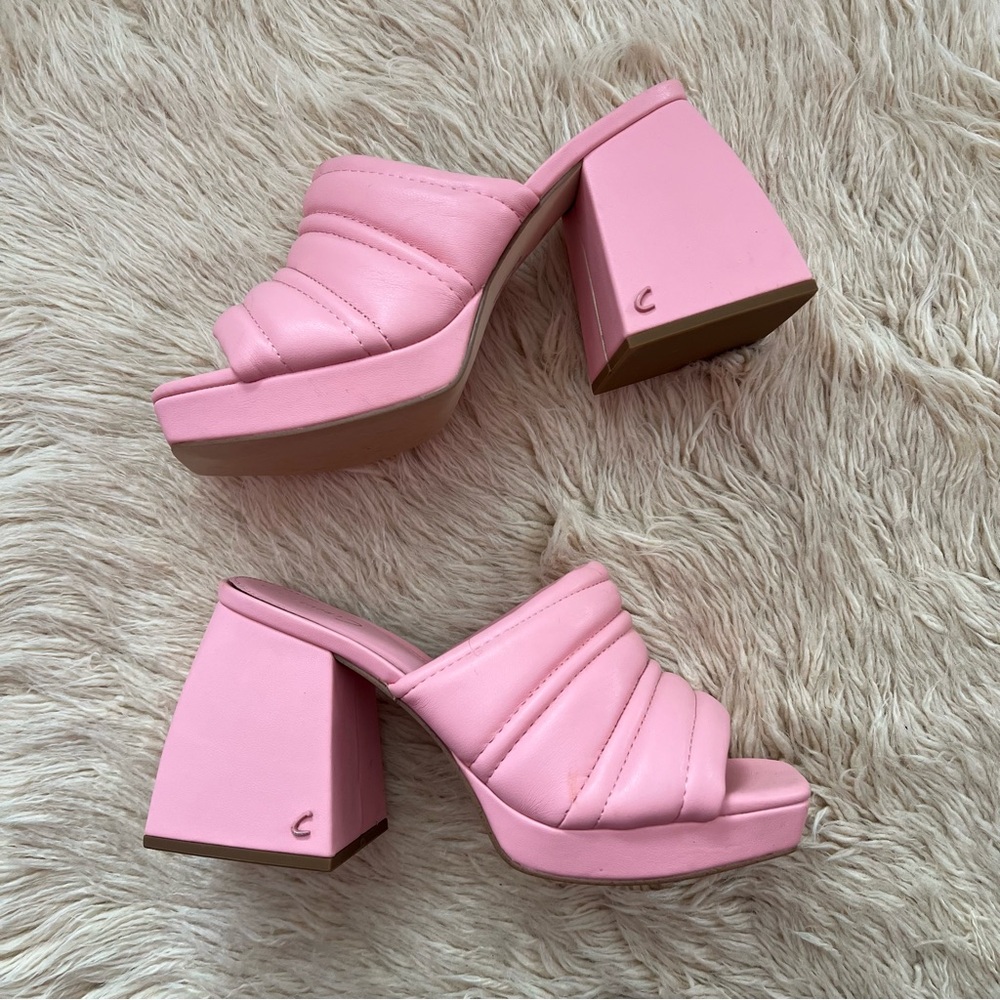 Circus by Sam Edelman Marlie Carnation Pink Block Heel Slip on Sandals
